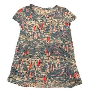 Lilly Pulitzer Blue and Pink Sailboat Short Sleeve Tee